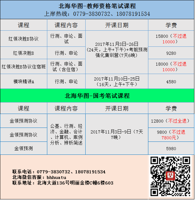 2017北海华图教师资格笔试课程&2018北海华图国考笔试课程